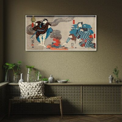 Schilderij op glas Traditionele stijl vreugdevuurscène