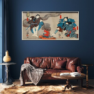 Schilderij op glas Traditionele stijl vreugdevuurscène