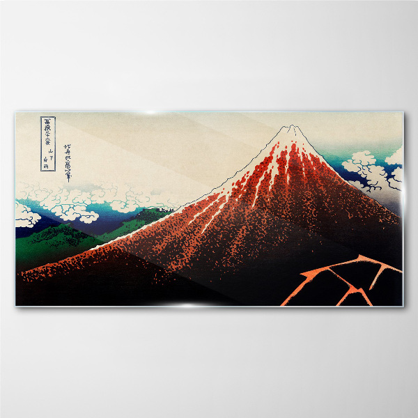 Foto op glas Fuji-vulkaan in de kleuren van Japan