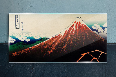 Foto op glas Fuji-vulkaan in de kleuren van Japan