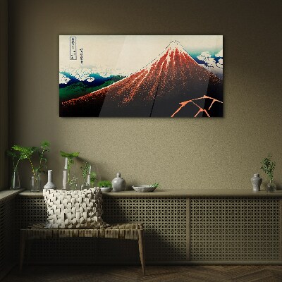 Foto op glas Fuji-vulkaan in de kleuren van Japan