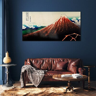 Foto op glas Fuji-vulkaan in de kleuren van Japan