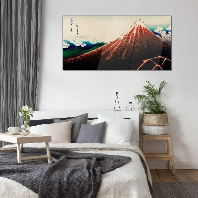 Foto op glas Fuji-vulkaan in de kleuren van Japan