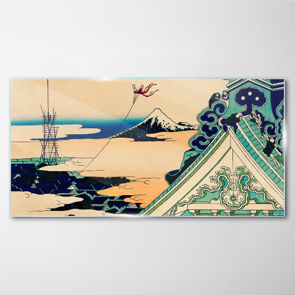 Schilderij op glas Winterlandschap met een vlieger