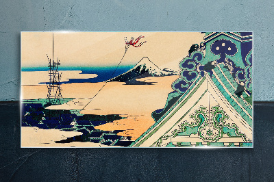 Schilderij op glas Winterlandschap met een vlieger