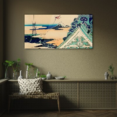 Schilderij op glas Winterlandschap met een vlieger