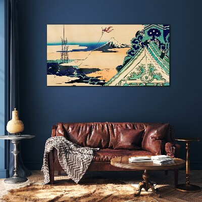 Schilderij op glas Winterlandschap met een vlieger