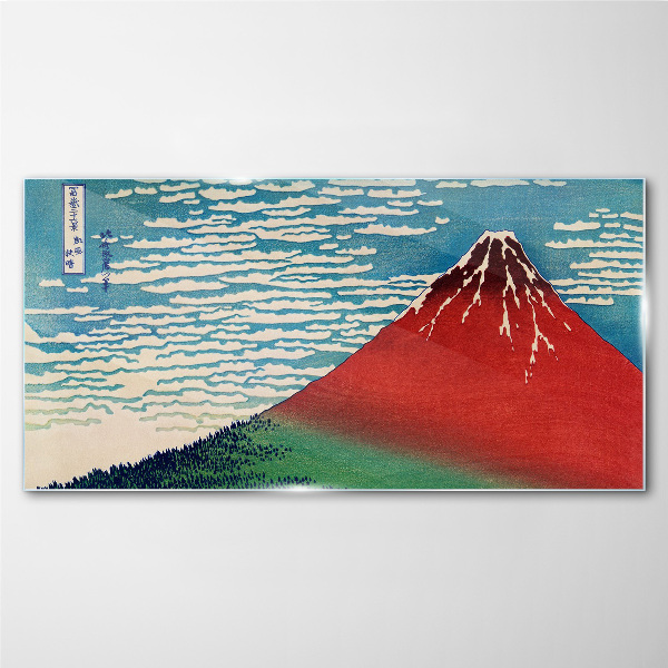 Foto op glas De berg Fuji in de wolken