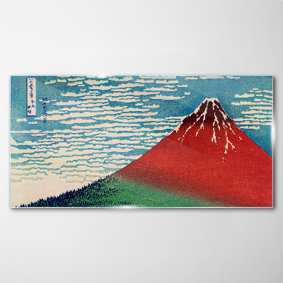 Foto op glas De berg Fuji in de wolken