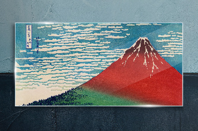 Foto op glas De berg Fuji in de wolken