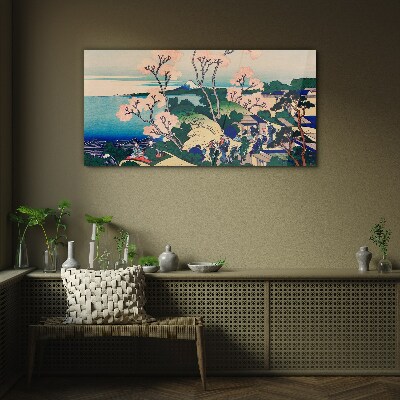 Glas foto Lentelandschap met de berg Fuji