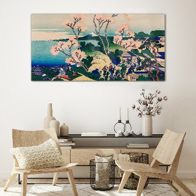 Glas foto Lentelandschap met de berg Fuji