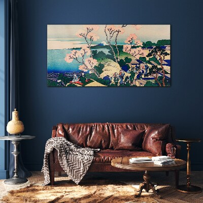 Glas foto Lentelandschap met de berg Fuji