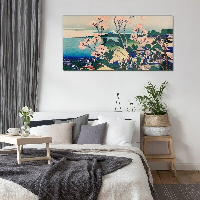 Glas foto Lentelandschap met de berg Fuji