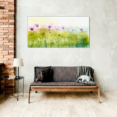 Foto op glas Een bloemenlandschap in pasteltinten