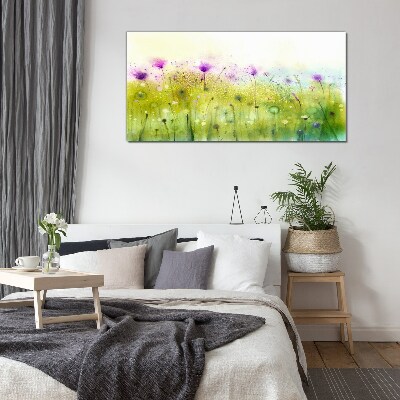 Foto op glas Een bloemenlandschap in pasteltinten