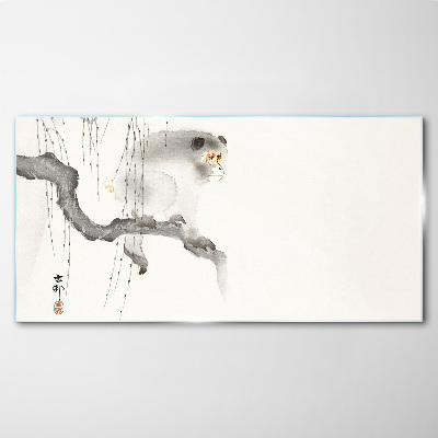 Glas foto Meester Aap op een Tak