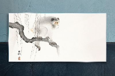 Glas foto Meester Aap op een Tak