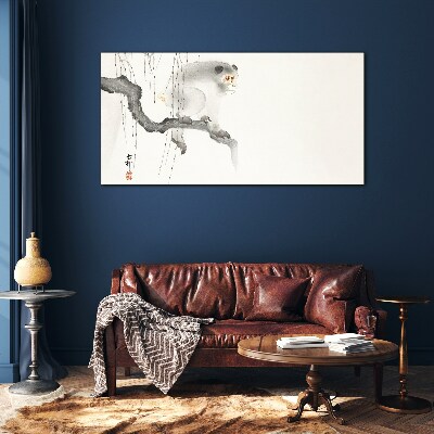 Glas foto Meester Aap op een Tak