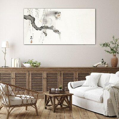 Glas foto Meester Aap op een Tak