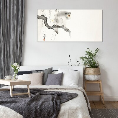 Glas foto Meester Aap op een Tak