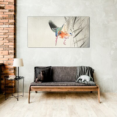 Schilderij op glas De vreugdevolle vlucht van de ijsvogel