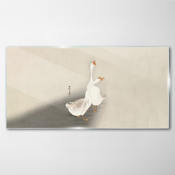 Foto op glas Ganzen op een minimalistische achtergrond