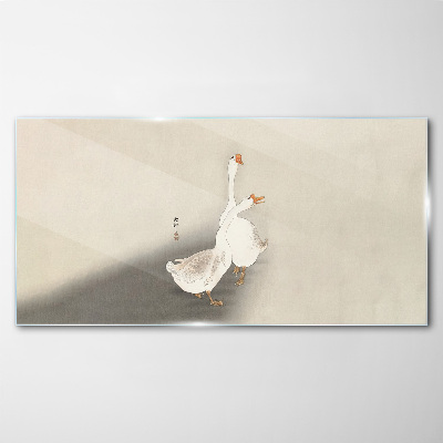 Foto op glas Ganzen op een minimalistische achtergrond