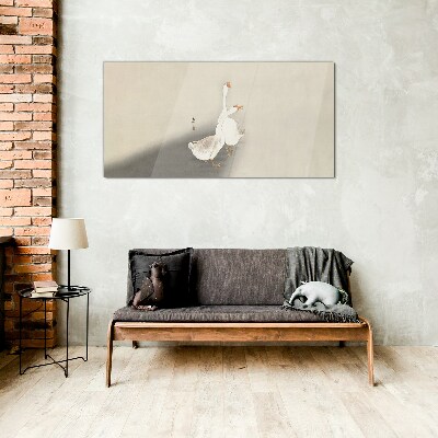 Foto op glas Ganzen op een minimalistische achtergrond