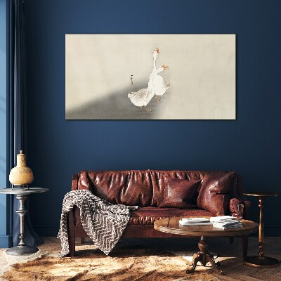 Foto op glas Ganzen op een minimalistische achtergrond