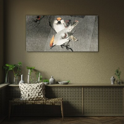 Schilderij op glas Vogels op een tak