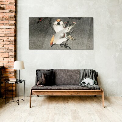 Schilderij op glas Vogels op een tak