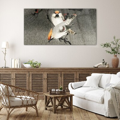 Schilderij op glas Vogels op een tak