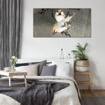 Schilderij op glas Vogels op een tak