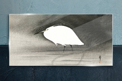 Glas foto Witte reiger tegen de mist