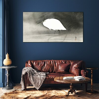 Glas foto Witte reiger tegen de mist