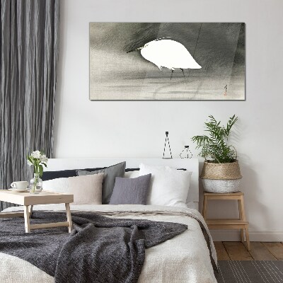 Glas foto Witte reiger tegen de mist