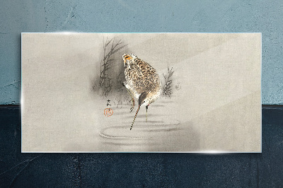 Schilderij op glas Een mysterieuze vogel in een delicaat landschap