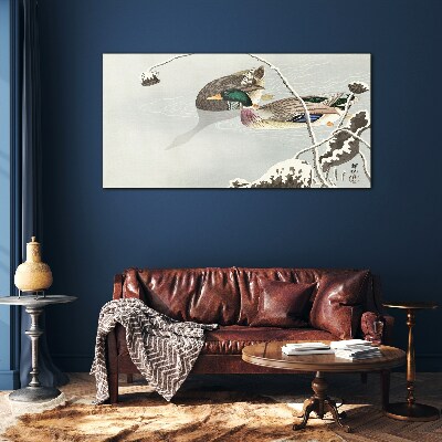 Foto op glas Een vredig tafereel met eenden