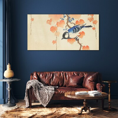 Schilderij op glas Vogel op een wijnstokachtergrond