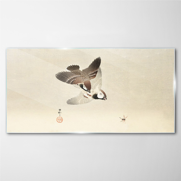 Glas foto Een gevleugelde ontmoeting in stilte