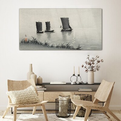 Foto op glas Een rustige haven in grijstinten