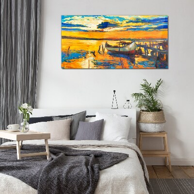 Glas foto Gouden uur aan het meer