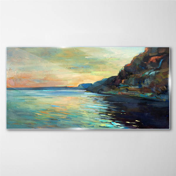 Glas foto Een vredig kustlandschap