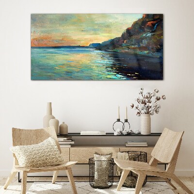 Glas foto Een vredig kustlandschap