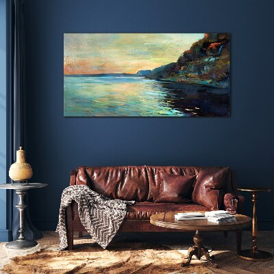 Glas foto Een vredig kustlandschap