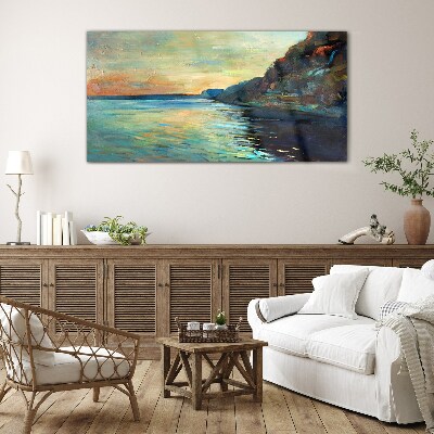 Glas foto Een vredig kustlandschap