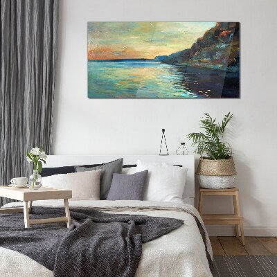 Glas foto Een vredig kustlandschap