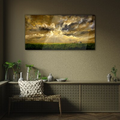 Schilderij op glas Een vredig landschap met wolken