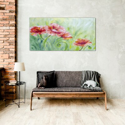 Foto op glas Een bloemenlandschap in pasteltinten